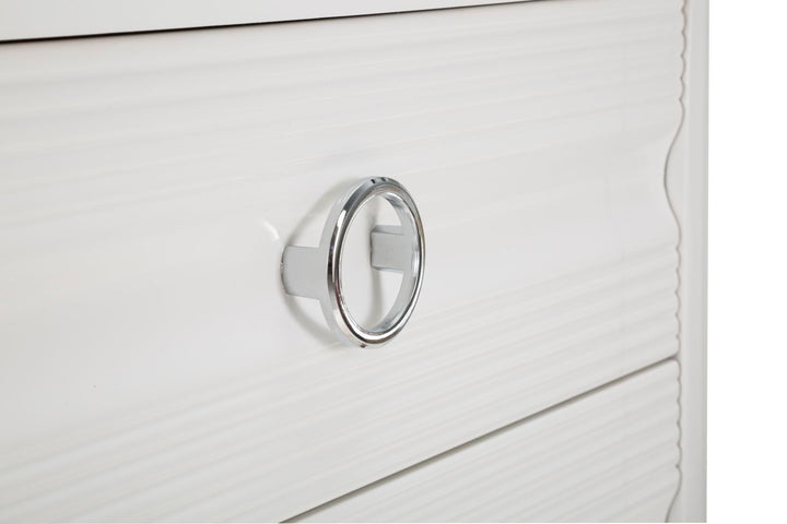 Glam kommode i hvid træ, mdf og metal – 81x40x84 cm