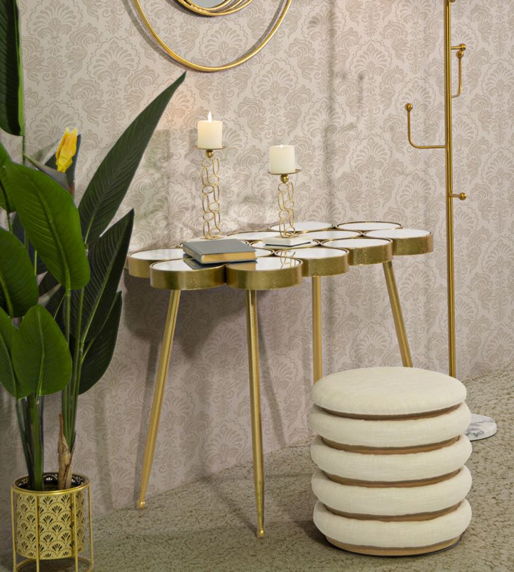 Glam bord i guldfarve, metal og MDF – 100x55x70 cm