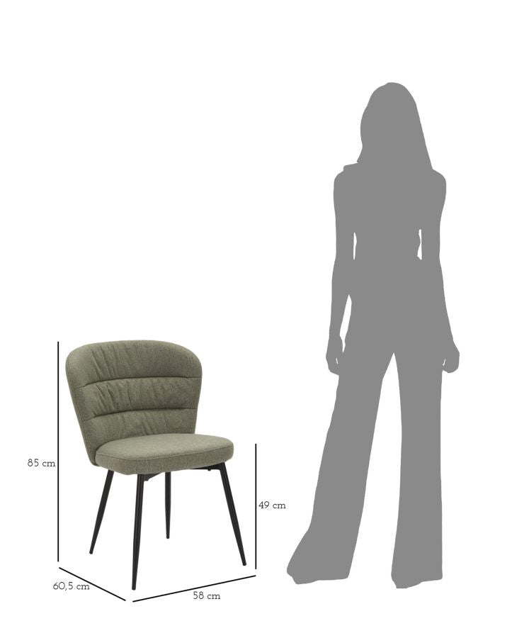 Glam stol i træ, metal, stof – 58x60x5 cm