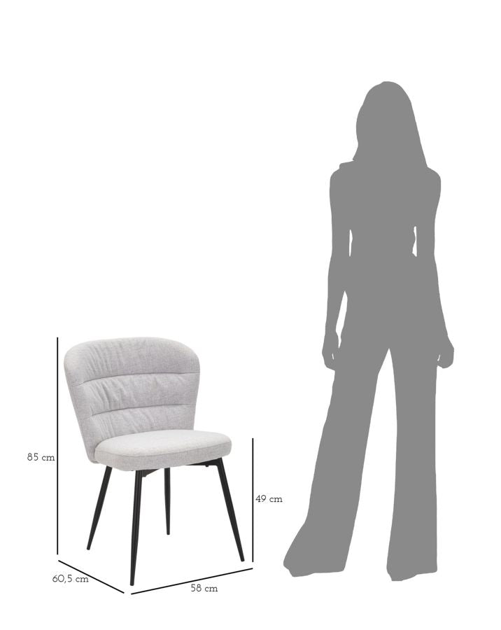 Glam stol i træ, metal, stof – 58x60x5 cm