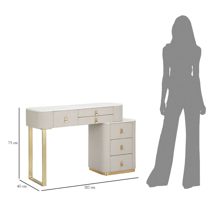 Glam sminkebord i fyrretræ, mdf og metal – 120x40x75 cm