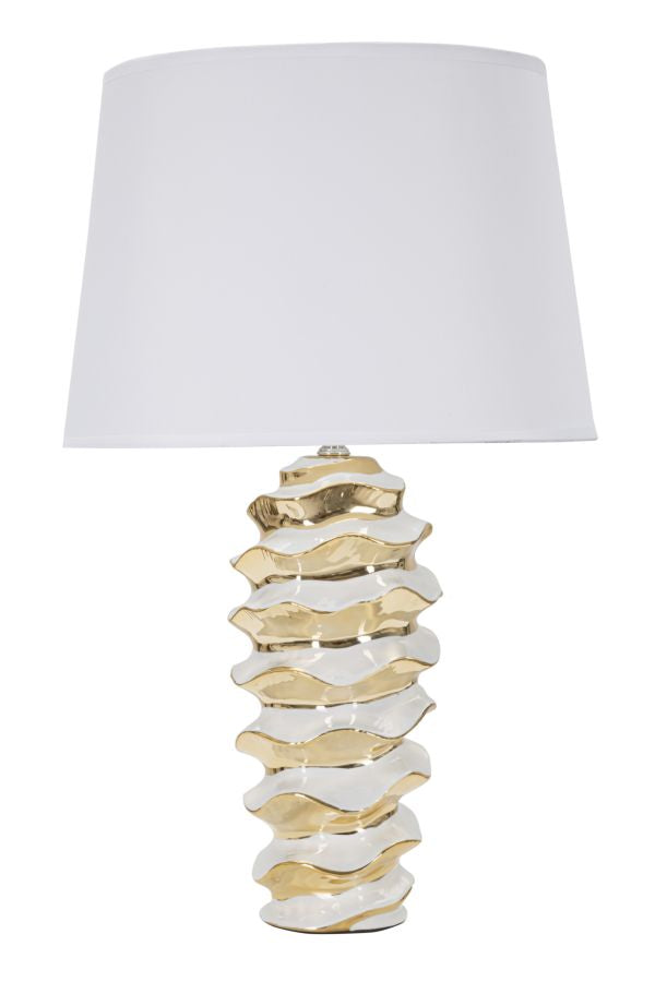 Glam bordlampe, keramik, jern og stof – 33x53 cm