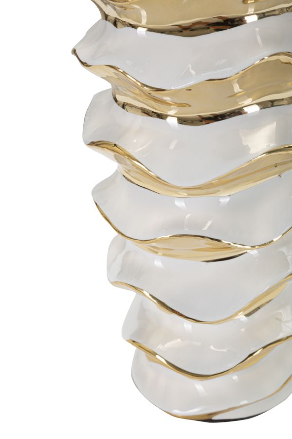 Glam bordlampe, keramik, jern og stof – 33x53 cm