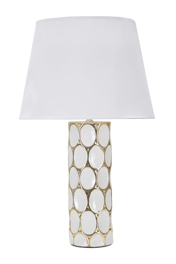 Glam bordlampe, keramik, jern og stof – 34x5x56 cm