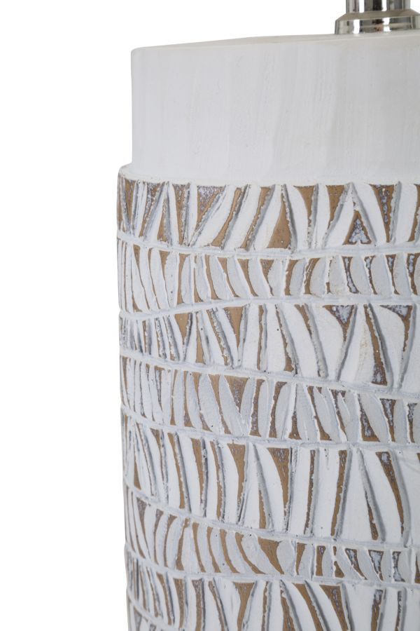 Boho chic bordlampe i hvid, polyresin, metal og stof – 35x60x5 cm