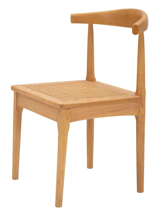 Boho chic stol, træ og rattan – 54x54x70 cm