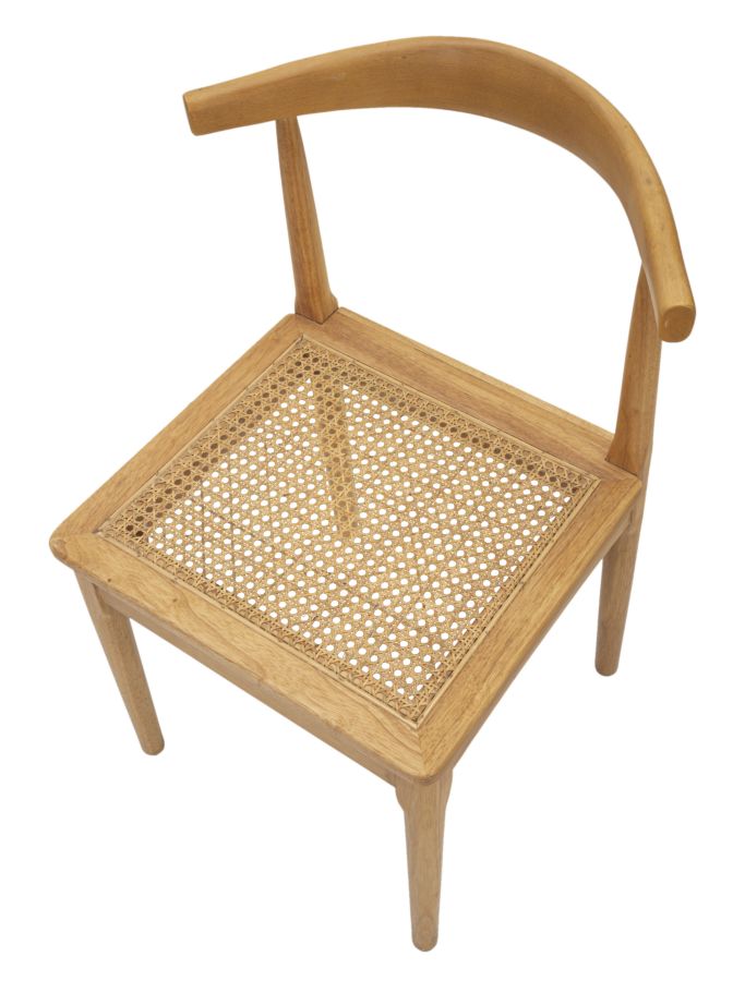 Boho chic stol, træ og rattan – 54x54x70 cm