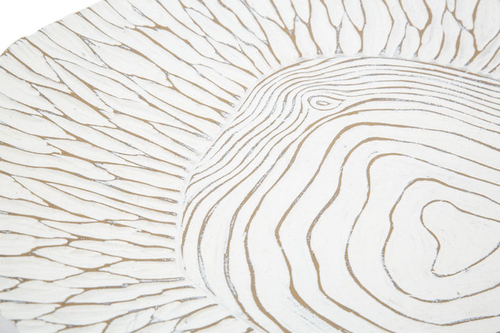 Boho chic bakke i hvid, polyresin – 37x34x6 cm