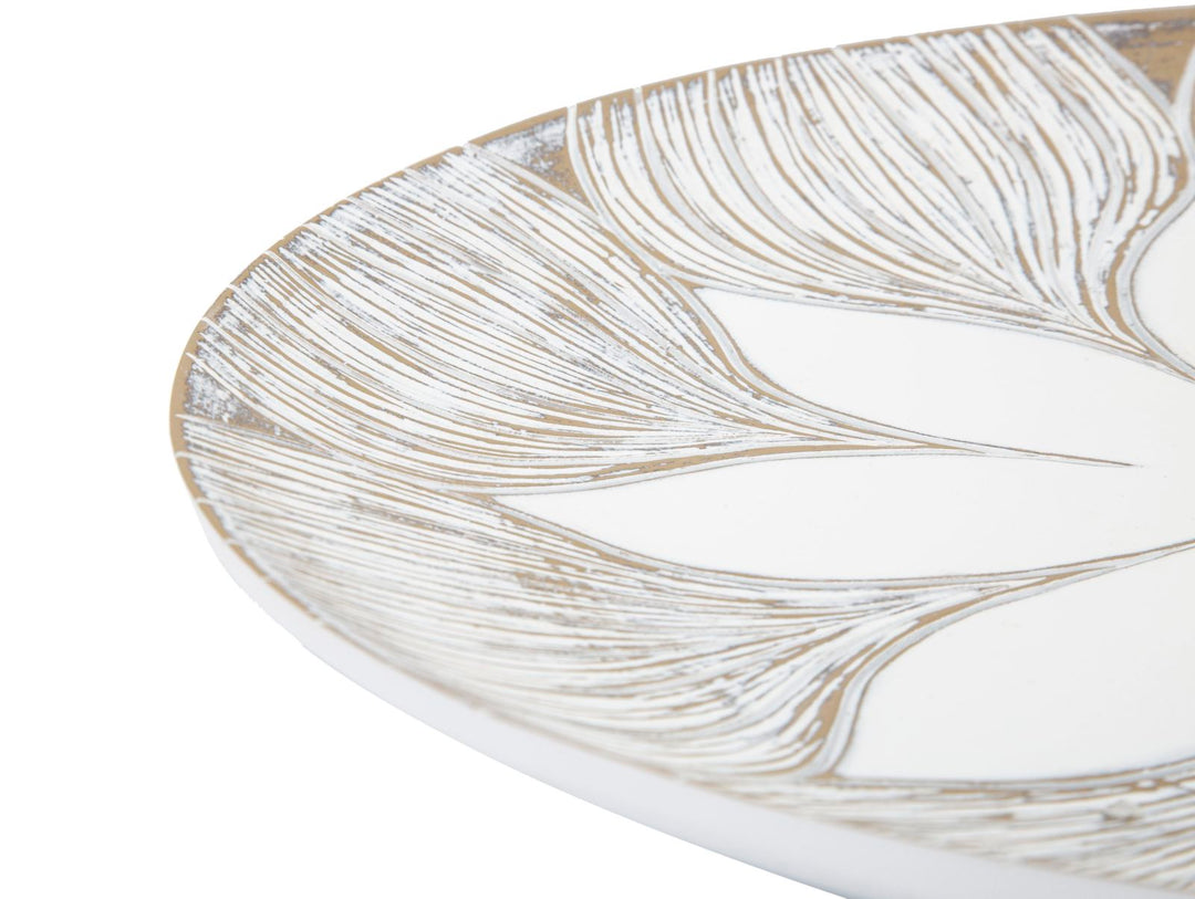 Boho chic bakke, hvid, polyresin – 35x5x4 cm