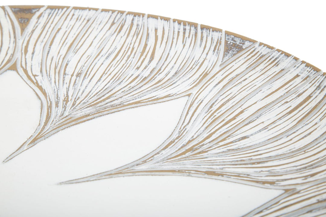 Boho chic bakke, hvid, polyresin – 35x5x4 cm