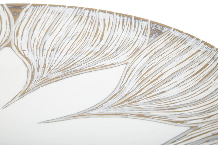 Boho chic bakke, hvid, polyresin – 35x5x4 cm