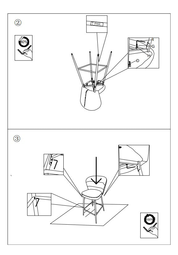 Glam barstol i træ, metal, stof – 52x59x108 cm