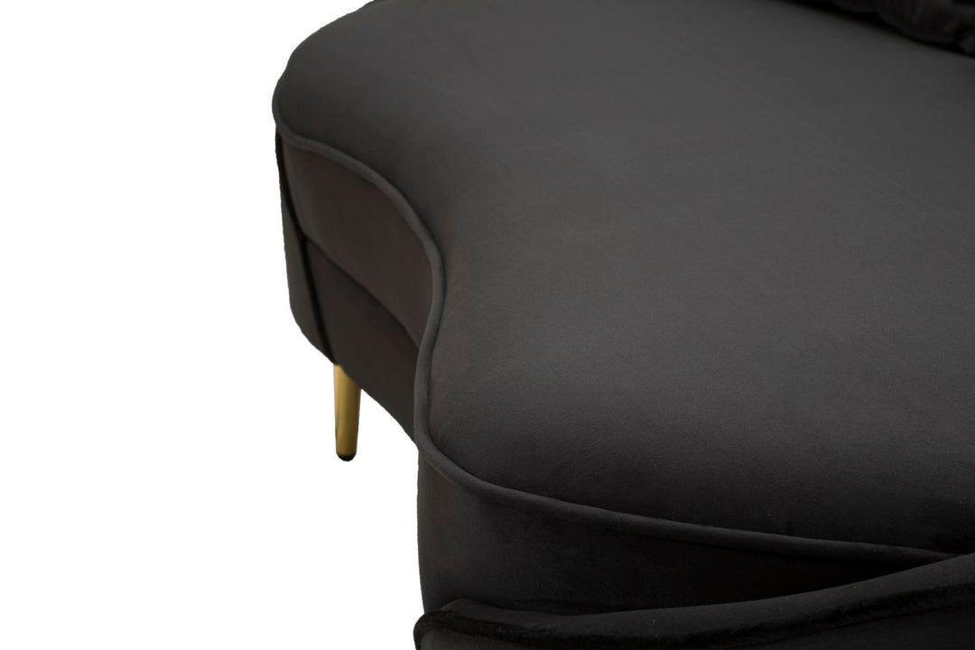 Glam sofa i træ, polyester og metal – 185x84x68 cm