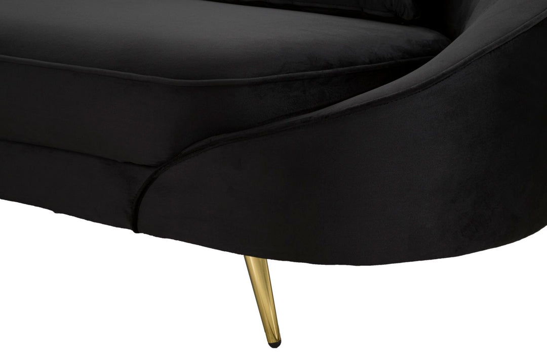 Glam sofa i træ, polyester og metal – 185x84x68 cm