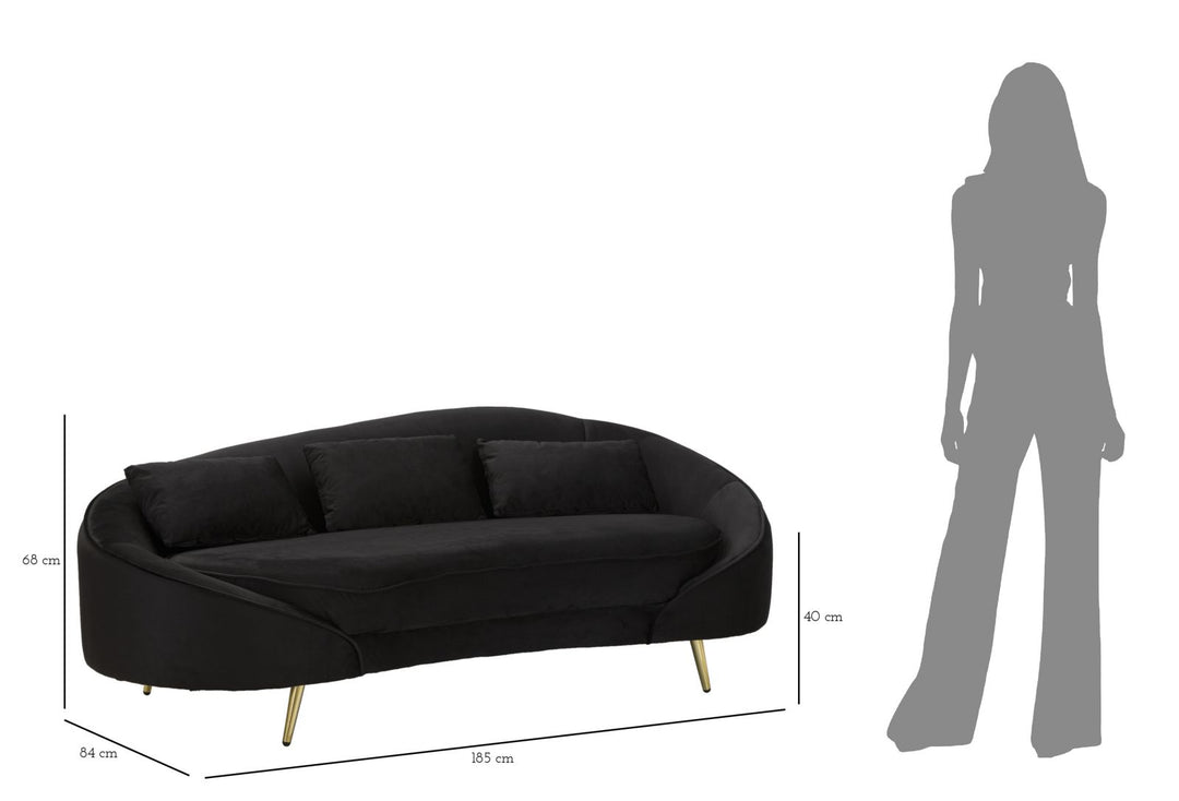 Glam sofa i træ, polyester og metal – 185x84x68 cm