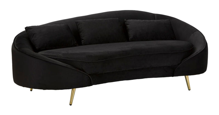 Glam sofa i træ, polyester og metal – 185x84x68 cm