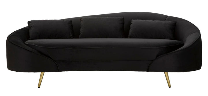 Glam sofa i træ, polyester og metal – 185x84x68 cm
