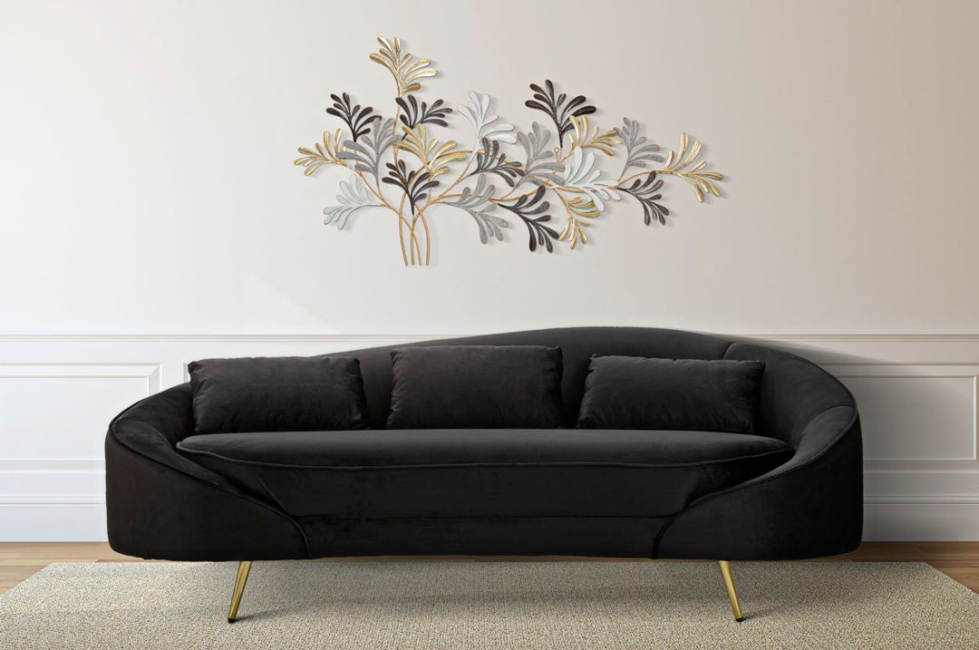 Glam sofa i træ, polyester og metal – 185x84x68 cm