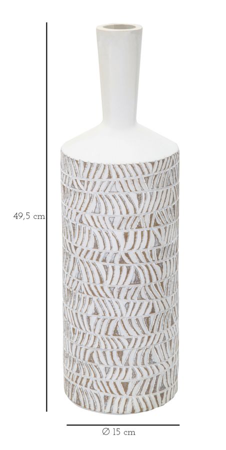 Boho chic vase i hvid, polyresin – 15x49x5 cm