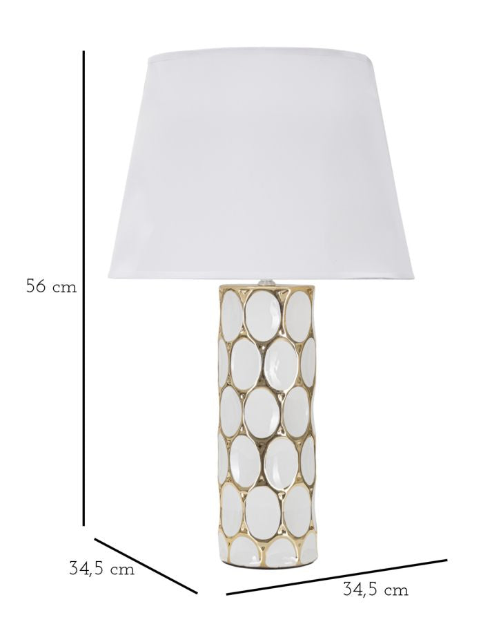 Glam bordlampe, keramik, jern og stof – 34x5x56 cm