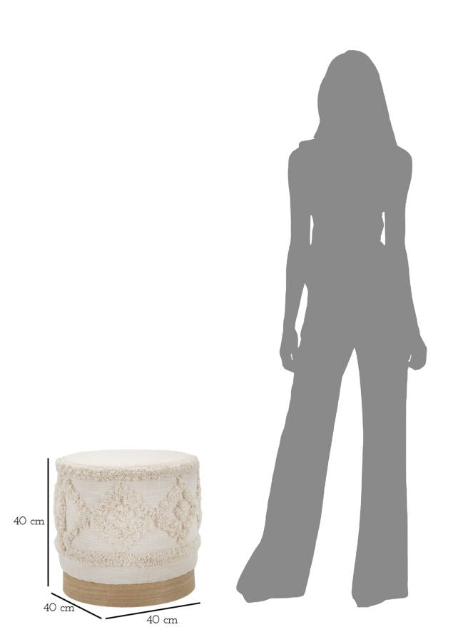 Boho chic taburet i fyrretræ, mdf – 40x40 cm