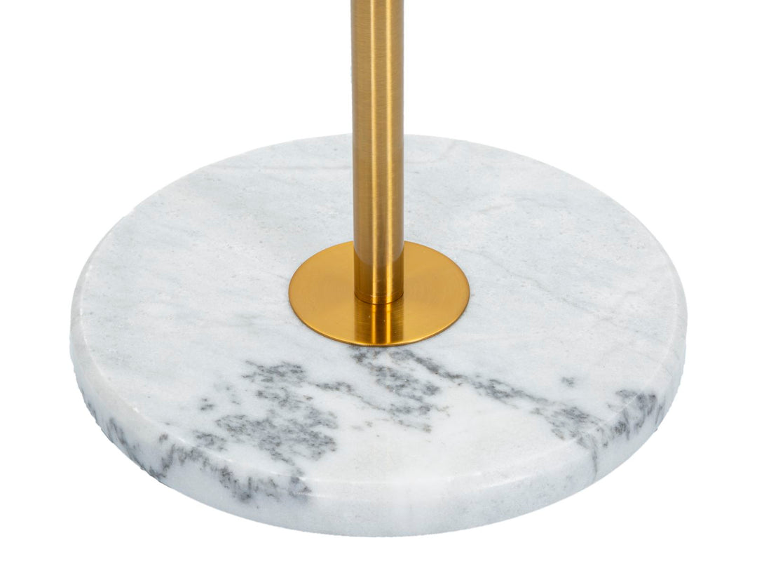 Glam bordlampe i guldfarve, metal og stof