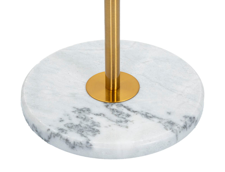 Glam bordlampe i guldfarve, metal og stof