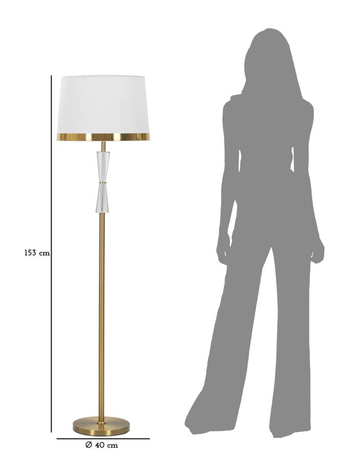 Glam bordlampe i guldfarve, jern, glas og stof – 40x153 cm