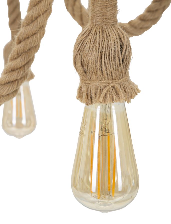 Boho chic lampe i jern og reb – 64x90 cm