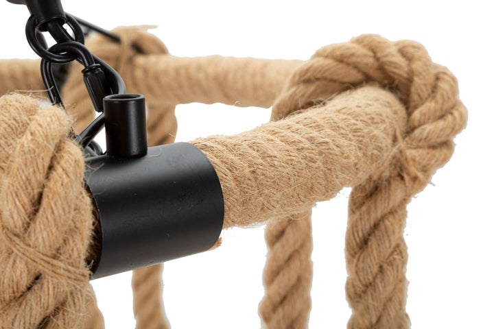 Boho chic lampe i jern og reb – 64x90 cm