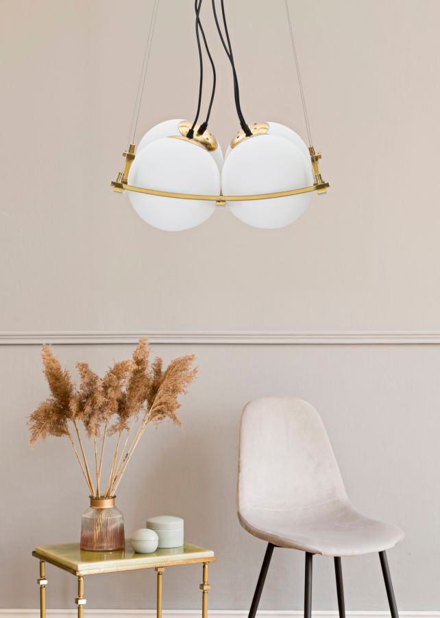 Glam lampe i jern og glas, guldfarvet – 45x45x20 cm