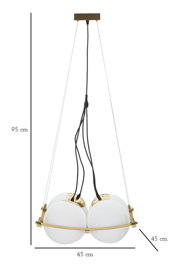 Glam lampe i jern og glas, guldfarvet – 45x45x20 cm