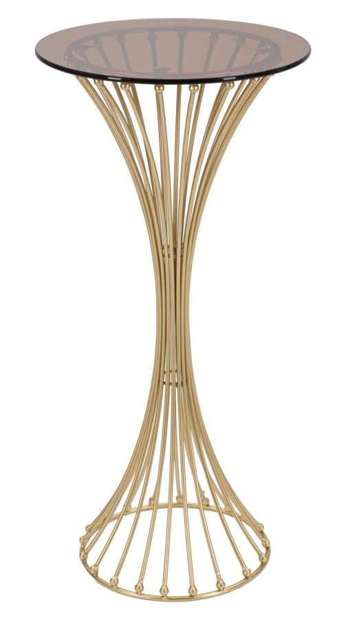 Glam bord i guldfarve, metal og glas – 40x82 cm