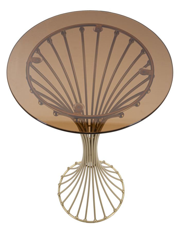 Glam bord i guldfarve, metal og glas – 40x82 cm