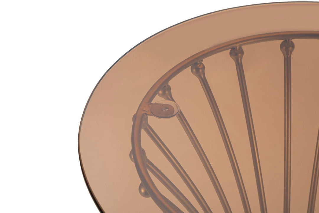 Glam bord i guldfarve, metal og glas – 40x82 cm