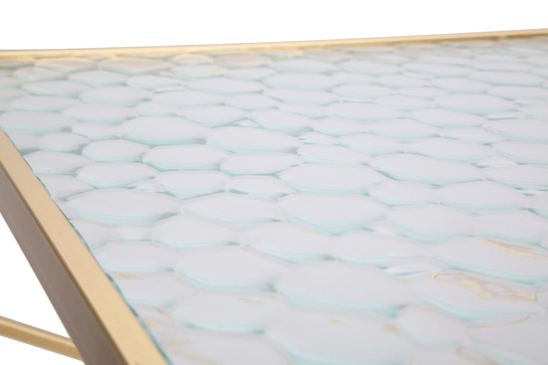 Glam sideborde i guldfarve, jern og glas – 50x50x100 og 40x40x80 cm