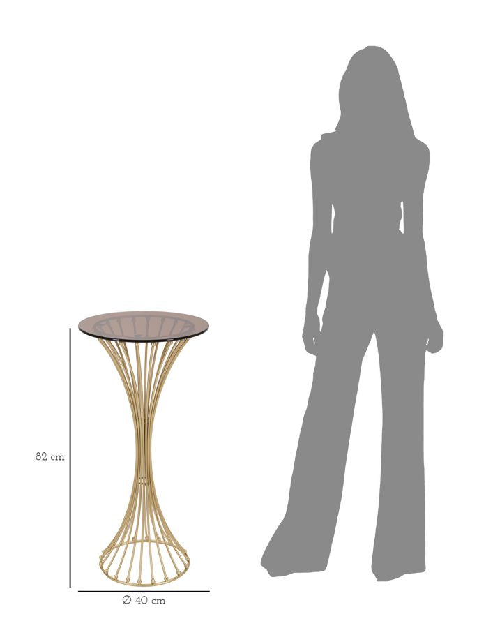 Glam bord i guldfarve, metal og glas – 40x82 cm