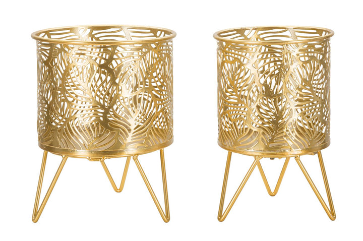 Glam vaser i guldfarve, metal  – 16x20 og 13x20 cm