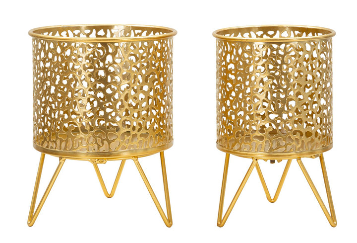 Glam vaser i guldfarve, metal  – 16x20 og 13x20 cm