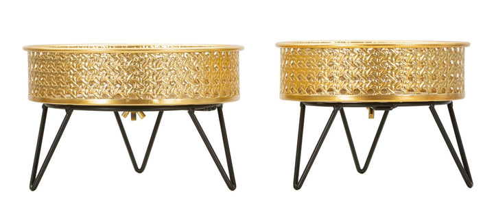 Glam vaser i guldfarve, metal  – 20x5x13 og 18x13 cm