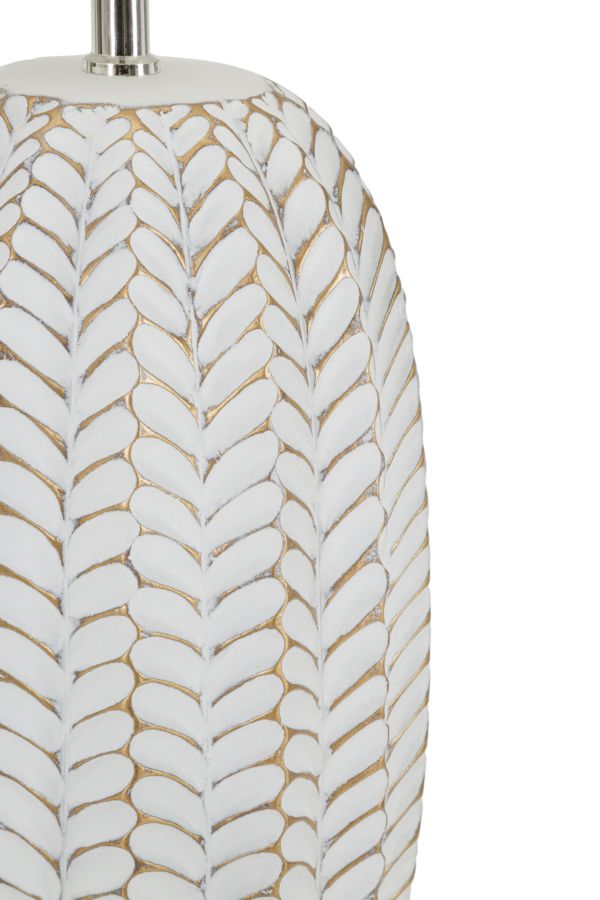 Moderne bordlampe i polyresin, jern and stof – 35x65 cm