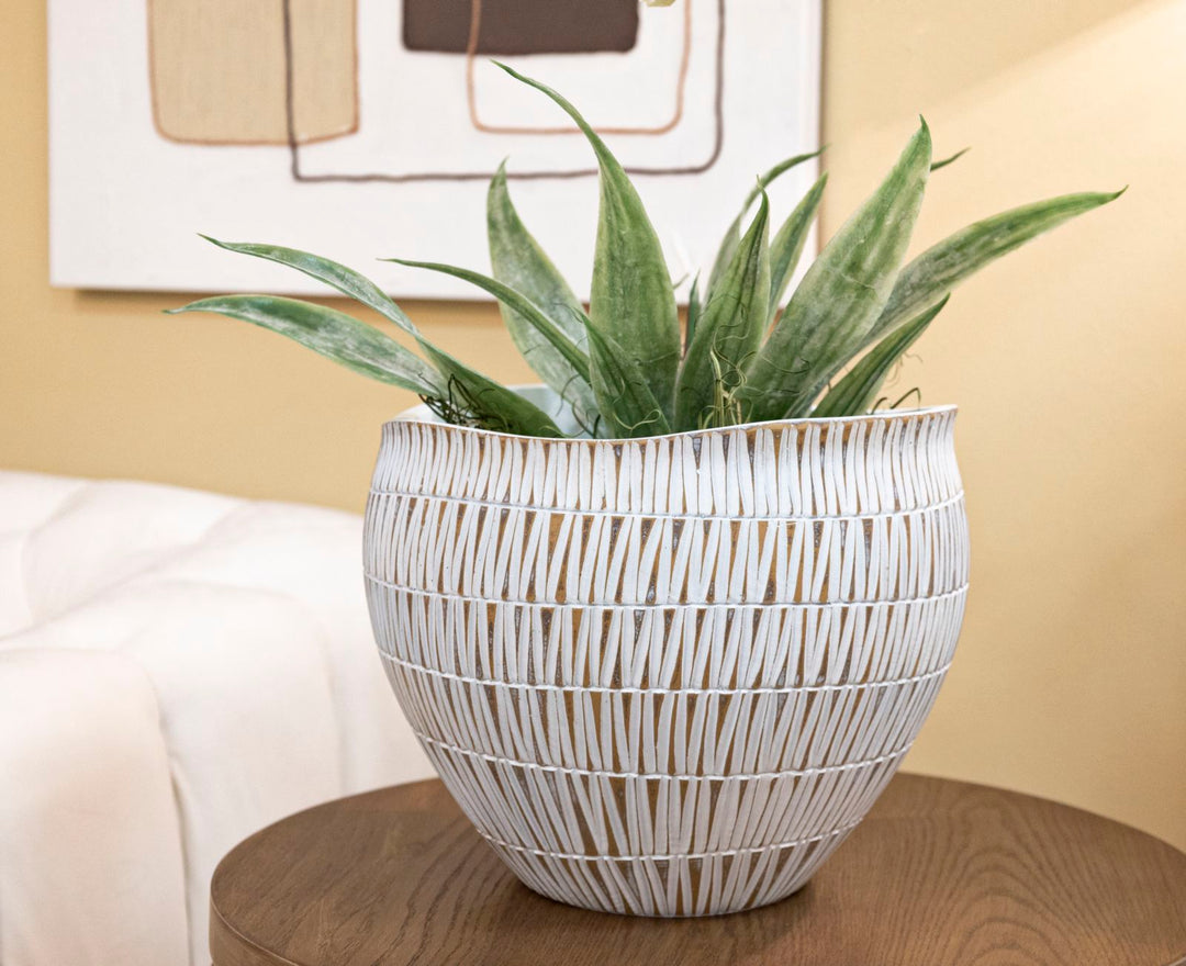 Moderne urtepotteskjuler i polyresin – 30x5x24 cm