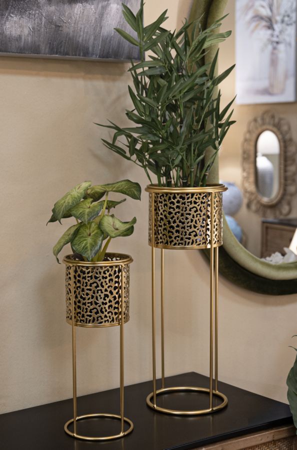 Glam vaser i guldfarve, metal  – 17x46 og 14x34 cm