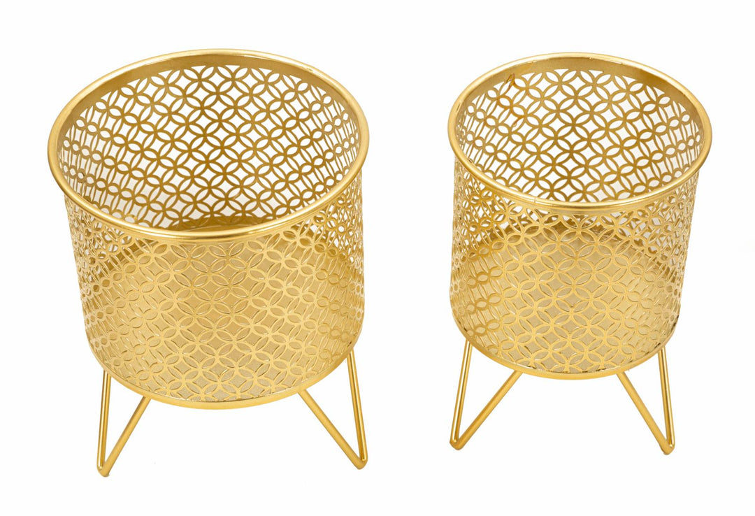 Glam vaser i guldfarve, metal  – 16x20 og 13x20 cm