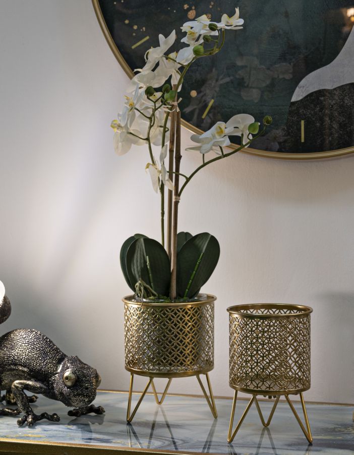 Glam vaser i guldfarve, metal  – 16x20 og 13x20 cm