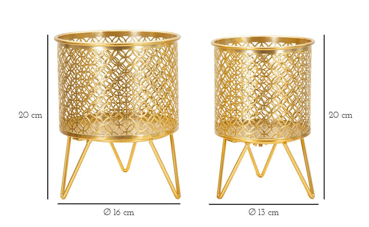 Glam vaser i guldfarve, metal  – 16x20 og 13x20 cm