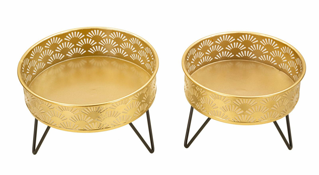 Glam vaser i guldfarve, metal  – 20x5x13 og 18x13 cm