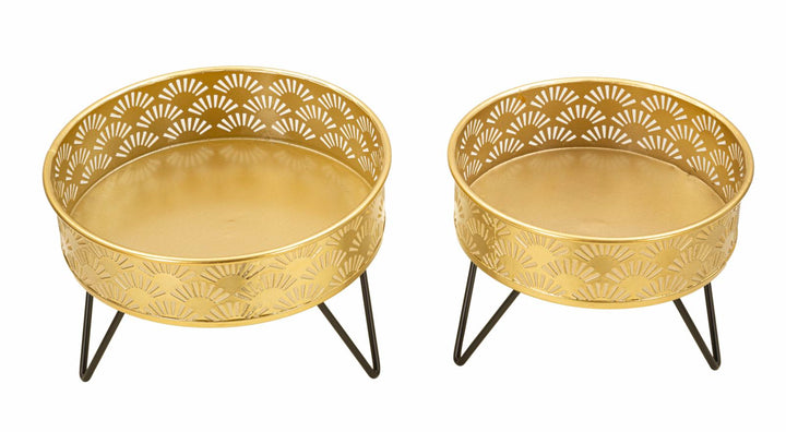 Glam vaser i guldfarve, metal  – 20x5x13 og 18x13 cm