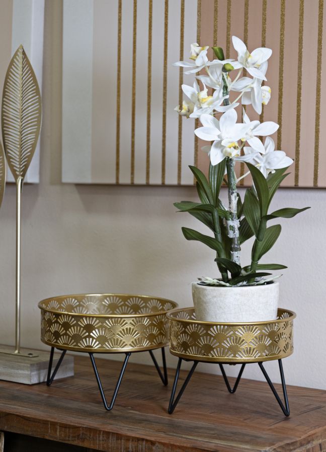 Glam vaser i guldfarve, metal  – 20x5x13 og 18x13 cm