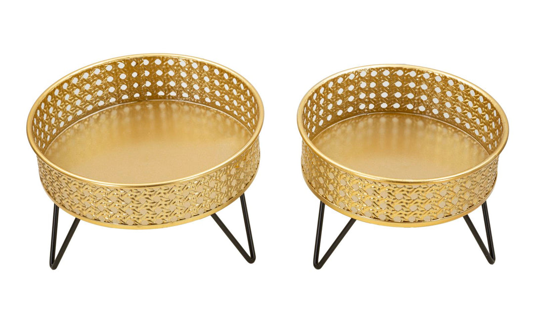 Glam vaser i guldfarve, metal  – 20x5x13 og 18x13 cm